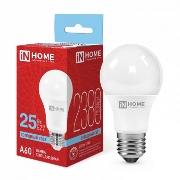 Купить Лампа светодиодная LED-A60-VC 25Вт 230В Е27 6500К 2380Лм IN HOME в интернет-магазине по цене  Лампа светодиодная LED-A60-VC 25Вт 230В Е27 6500К 2380Лм IN HOME, Лампы светодиодные бытовые