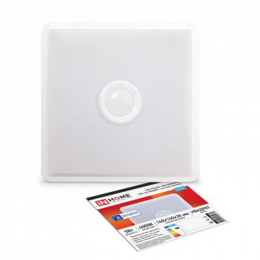 Светильник светодиодный СПБ-2Д-КВАДРАТ 5Вт 230В 4000К 400Лм 140мм c датчиком белый IN HOME, Светильники ЖКХ	