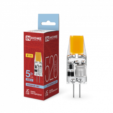 Купить лампа светодиодная led-jc-cob 5вт 12в g4 6500к 520лм in home от  Лампа светодиодная LED-JC-COB 5Вт 12В G4 6500К 520Лм IN HOME, Лампы для люстры