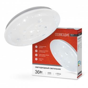 Светильник светодиодный серии DECO СОЗВЕЗДИЕ 36Вт 230В 4000К 3240Лм 380х55мм IN HOME, Светильники декоративные	
