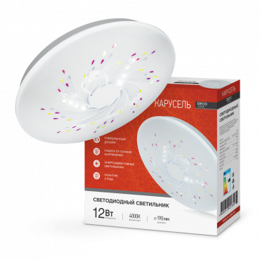 Светильник светодиодный серии DECO КАРУСЕЛЬ 12Вт 230В 4000К 1080Лм 210х65мм IN HOME, Светильники декоративные	
