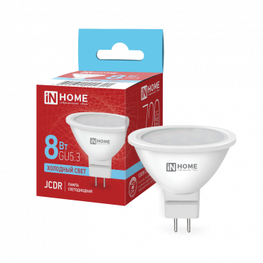 Купить лампа светодиодная led-jcdr-vc 8вт 230в gu5.3 6500к 720лм in home от  Лампа светодиодная LED-JCDR-VC 8Вт 230В GU5.3 6500К 720Лм IN HOME, Лампы софитные