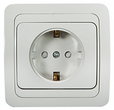 Розетка одинарная с заземлением со шторкой CLASSICO белая 2028x IN HOME, Электроустановочные изделия встраиваемые	