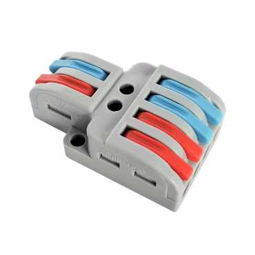 Клемма проходная разветвительная КПР 222-4124 с рычагами 2/4 полюса 0.08-2.5/4мм2 (5шт./уп.) IN HOME, Наконечники, гильзы, колпачки