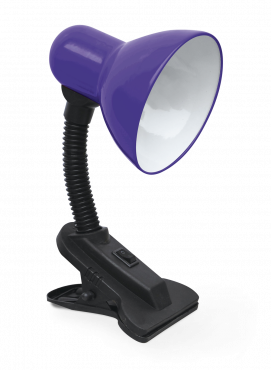 Светильник настольный под лампу на прищепке СНП 21Ф-E27 230В ФИОЛЕТОВЫЙ (с подвесом) IN HOME, Светильники настольные под лампу	
