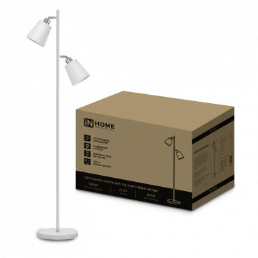 Светильник напольный под лампу ТНО 01-2-2хЕ27Б 230В белый плафон, белый корпус IN HOME, Напольные светильники	
