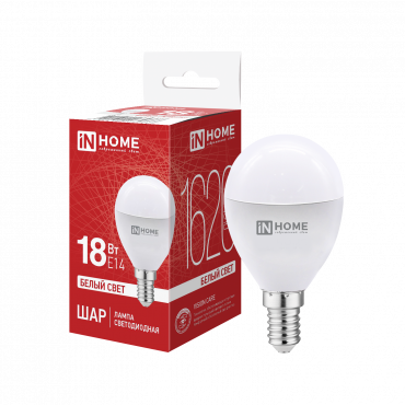 Купить лампа светодиодная led-шар-vc 18вт 230в e14 4000k 1620лм in home от  Лампа светодиодная LED-ШАР-VC 18Вт 230В E14 4000K 1620Лм IN HOME, Светодиодные Лампы