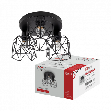 Светильник настенно-потолочный под лампу LOFT ATIKO-СL-3E27R-BL 3хЕ27 черный IN HOME, Люстры и Бра под лампу	