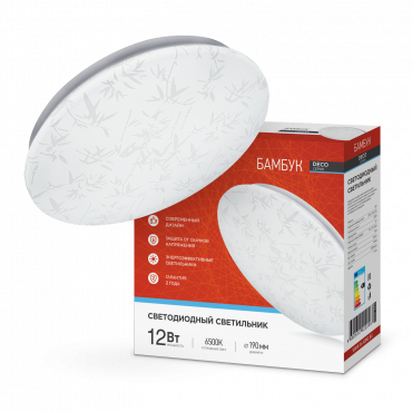Светильник светодиодный серии DECO БАМБУК 12Вт 230В 6500К 1080Лм 210х65мм IN HOME, Светильники декоративные светодиодные	