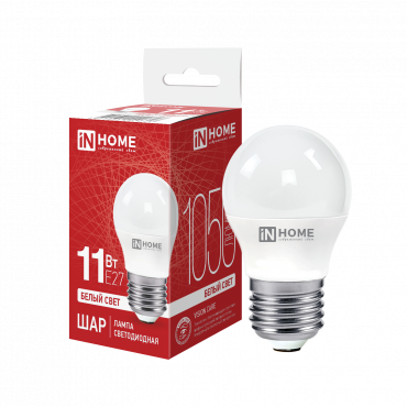 Купить Лампа светодиодная LED-ШАР-VC 11Вт 230В Е27 4000К 1050Лм IN HOME в интернет-магазине по цене  Лампа светодиодная LED-ШАР-VC 11Вт 230В Е27 4000К 1050Лм IN HOME, Лампы светодиодные бытовые