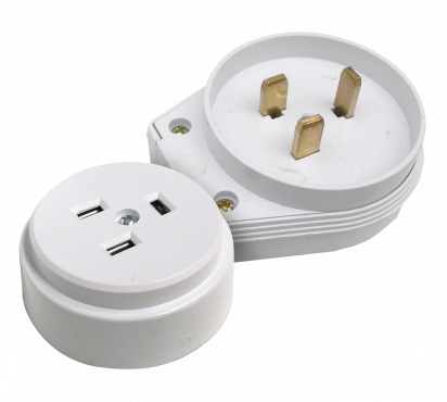 Разъем печной РШ/ВШ 32А 250В пластиковый накладной белый 9123 IN HOME, Печные разъемы	