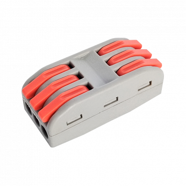 Клемма проходная КП 222-2413 с рычагами 3 полюса 0.08-2.5/4мм2 (10шт./уп.) IN HOME, Наконечники, гильзы, колпачки