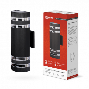 Светильник уличный настенный двусторонний НБУ POLO-R-2хGU10-BL алюминиевый черный IP54 IN HOME, Светильники светодиодные уличные	