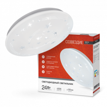 Светильник светодиодный серии DECO СОЗВЕЗДИЕ 24Вт 230В 4000К 2160Лм 330х55мм IN HOME, Светильники декоративные светодиодные	