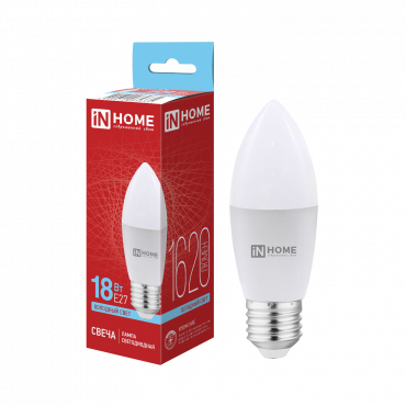 Лампа светодиодная LED-СВЕЧА-VC 18Вт 230В E27 6500K 1620Лм IN HOME, Светодиодные Лампы	