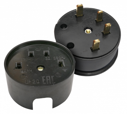 Разъем печной РШ/ВШ карболитовый 25А 380В черный 9112 IN HOME, Печные разъемы	