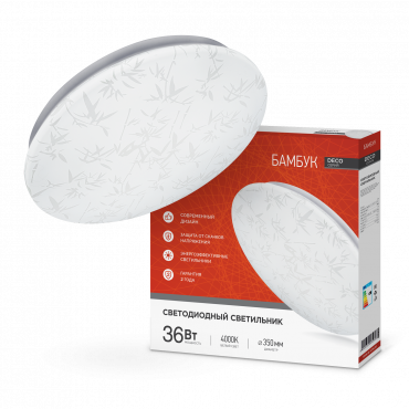 Светильник светодиодный серии DECO БАМБУК 36Вт 230В 4000К 3240Лм 370х55мм IN HOME, Светильники декоративные	