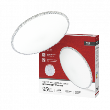 Светильник светодиодный NEO MYSTERY-9540-WH 95Вт 230В 4000K 7600Лм 465x60мм белый IN HOME, Светильники декоративные светодиодные	
