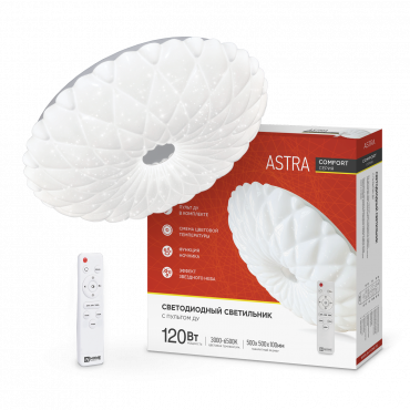 Светильник светодиодный COMFORT ASTRA 120Вт 230В 3000-6500K 9600Лм 500x100мм с пультом ДУ IN HOME, Светильники декоративные светодиодные	