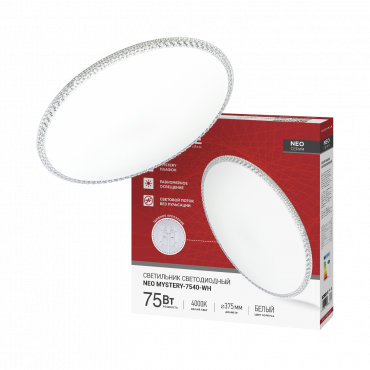 Светильник светодиодный NEO MYSTERY-7540-WH 75Вт 230В 4000K 6000Лм 375x58мм белый IN HOME, Светильники декоративные	