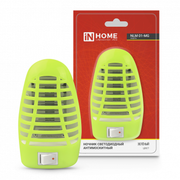 Ночник светодиодный антимоскитный NLM 01-MG зеленый с выключателем 230В IN HOME, Ночники	