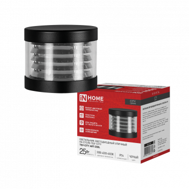 Светильник уличный светодиодный на столб ТБУ-CITY ART-25BL 25Вт 3000/4000/6500К 90x120мм черный IP54 IN HOME, Светильники светодиодные уличные	