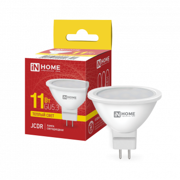 Купить лампа светодиодная led-jcdr-vc 11вт 230в gu5.3 3000к 990лм in home от  Лампа светодиодная LED-JCDR-VC 11Вт 230В GU5.3 3000К 990Лм IN HOME, Лампы софитные