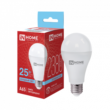 Купить Лампа светодиодная LED-A65-VC 25Вт 230В Е27 6500К 2380Лм IN HOME в интернет-магазине по цене  Лампа светодиодная LED-A65-VC 25Вт 230В Е27 6500К 2380Лм IN HOME, Лампы светодиодные бытовые