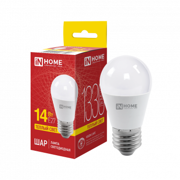 Купить Лампа светодиодная LED-ШАР-VC 14Вт 230В E27 3000K 1330Лм IN HOME в интернет-магазине по цене  Лампа светодиодная LED-ШАР-VC 14Вт 230В E27 3000K 1330Лм IN HOME, Лампы светодиодные бытовые