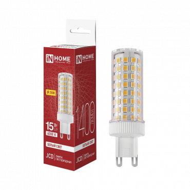 Лампа светодиодная LED-JCD 15Вт 230В G9 4000К 1400Лм IN HOME, Светодиодные Лампы	
