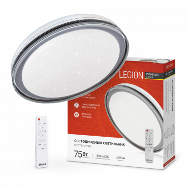 Светильник светодиодный COMFORT LEGION 75Вт 230В 3000-6500K 6000Лм 490x85мм с пультом ДУ IN HOME, Светильники декоративные светодиодные	