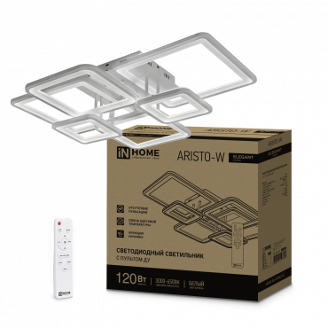 Светильник светодиодный ELEGANT ARISTO-W 120Вт 230В 3000-6500K 685х585х150мм пульт ДУ белый IN HOME, Светильники декоративные	