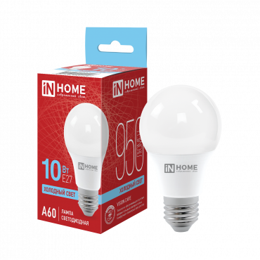 Купить Лампа светодиодная LED-A60-VC 10Вт 230В Е27 6500К 950Лм IN HOME в интернет-магазине по цене  Лампа светодиодная LED-A60-VC 10Вт 230В Е27 6500К 950Лм IN HOME, Лампы светодиодные бытовые