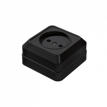 Розетка одинарная BOLLETO черная накладная 7022B IN HOME, Электроустановочные изделия накладные BOLETTO	