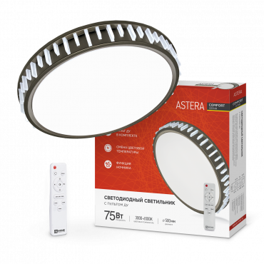 Светильник светодиодный COMFORT ASTERA 75Вт 230В 3000-6500K 6000Лм 500x90мм с пультом ДУ IN HOME, Светильники декоративные светодиодные	