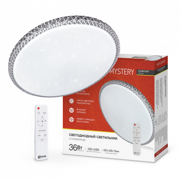 Светильник светодиодный COMFORT MYSTERY 36Вт 230В 3000-6500K 2900Лм 400x70мм с пультом ДУ IN HOME, Светильники декоративные светодиодные	