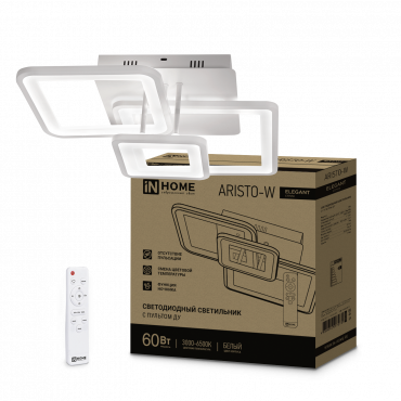 Светильник светодиодный ELEGANT ARISTO-W 60Вт 230В 3000-6500K 4700Лм 530х448х150мм пульт ДУ белый IN HOME, Светильники декоративные	