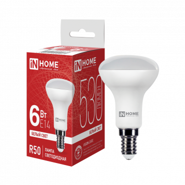 Купить Лампа светодиодная LED-R50-VC 6Вт 230В Е14 4000К 530Лм IN HOME в интернет-магазине по цене  Лампа светодиодная LED-R50-VC 6Вт 230В Е14 4000К 530Лм IN HOME, Лампы светодиодные бытовые