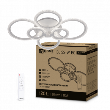 Светильник светодиодный ELEGANT BLISS-W-BG 120Вт 230В 3000-6500K 8400Лм 780х550х130мм пульт ДУ белый IN HOME, Светильники декоративные светодиодные	