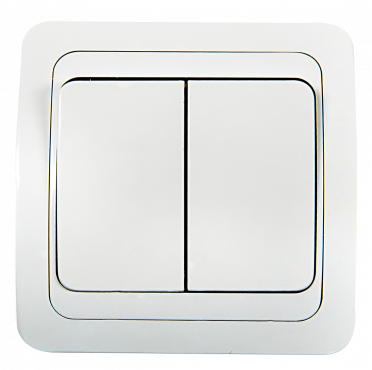 Выключатель двухклавишный CLASSICO белый 2023 IN HOME, Электроустановочные изделия встраиваемые	