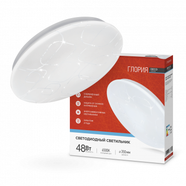 Светильник светодиодный серии DECO ГЛОРИЯ 48Вт 230В 6500К 4320Лм 380х55мм IN HOME, Светильники декоративные	