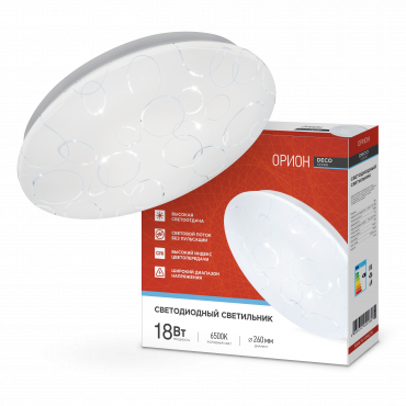 Светильник светодиодный серии DECO ОРИОН 18Вт 230В 6500К 1620Лм 260х55мм IN HOME, Светильники декоративные светодиодные	