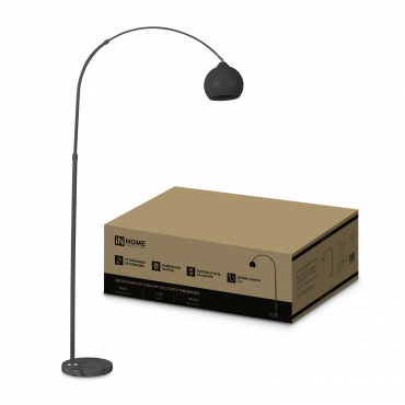 Светильник напольный под лампу ТНО 05-Е27Ч 230В черный плафон, черный корпус IN HOME, Напольные светильники	