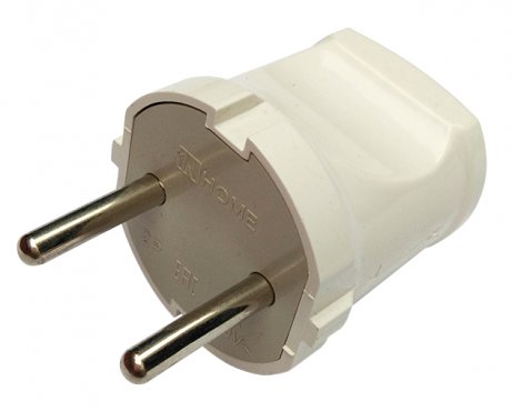 Вилка прямая 10А белая 4142 IN HOME, Вилки	