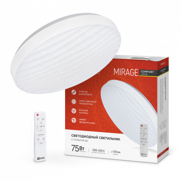 Светильник светодиодный COMFORT MIRAGE 75Вт 230В 3000-6500K 6000Лм 500x105мм с пультом ДУ IN HOME, Светильники декоративные светодиодные	