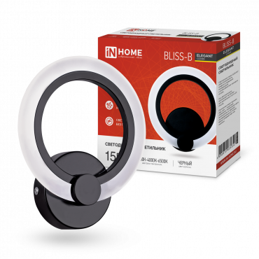 Светильник светодиодный ELEGANT BLISS-B 15Вт 230В 3000-6500K 1200Лм STEP COLOR черный IN HOME, Светильники декоративные	
