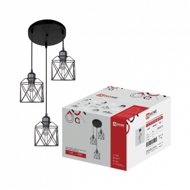 Светильник подвесной под лампу LOFT ATIKO-PN-3E27R-BL 3хЕ27 подвес 1м круглая база черный IN HOME, Люстры и Бра под лампу	