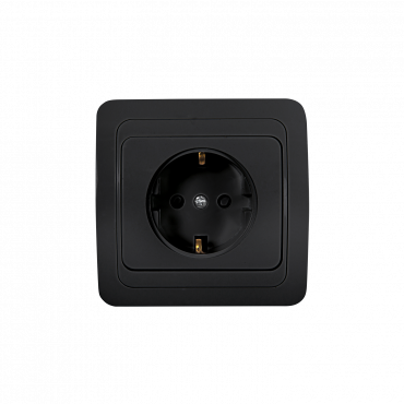 Розетка одинарная с заземлением CLASSICO черная 2028B IN HOME, Электроустановочные изделия встраиваемые	