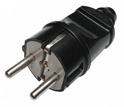 Вилка прямая с заземлением 16А черная 4240 IN HOME, Вилки	
