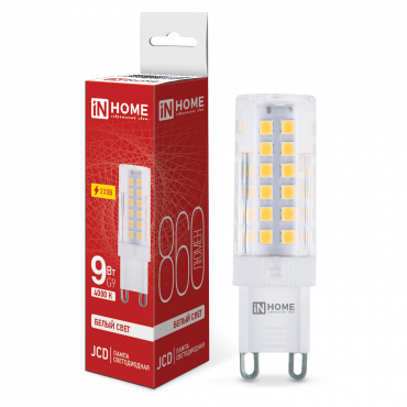 Купить лампа светодиодная led-jcd 9вт 230в g9 4000к 860лм in home от  Лампа светодиодная LED-JCD 9Вт 230В G9 4000К 860Лм IN HOME, Лампы для люстры